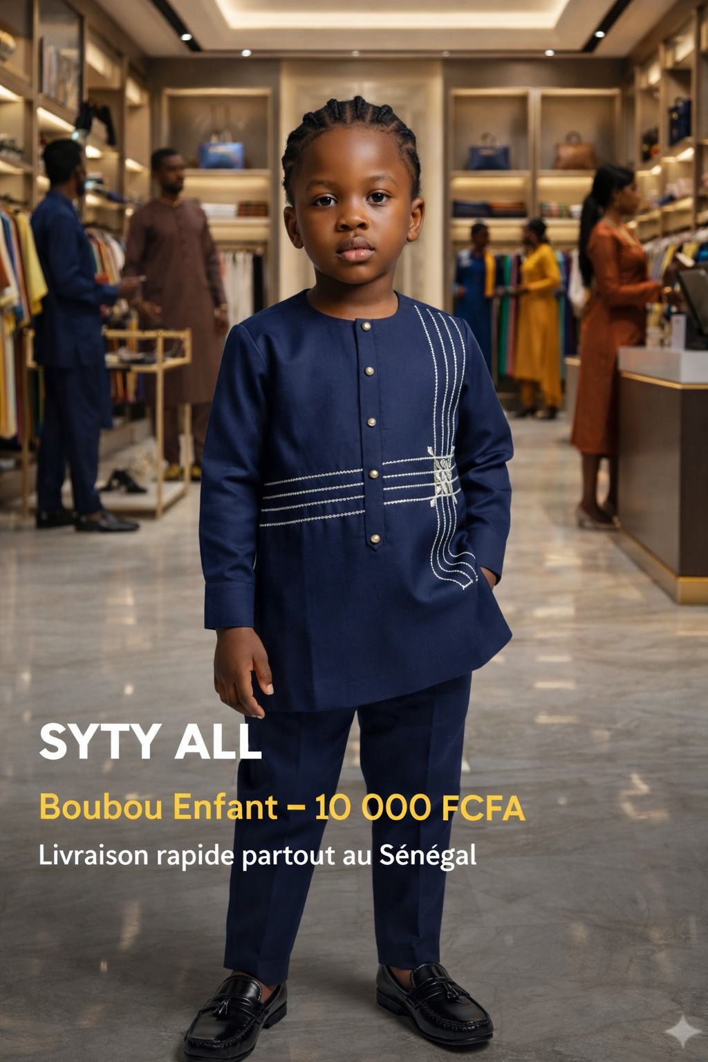 Boubou Enfant Bleu Élégant – Tenue Korité Garçon