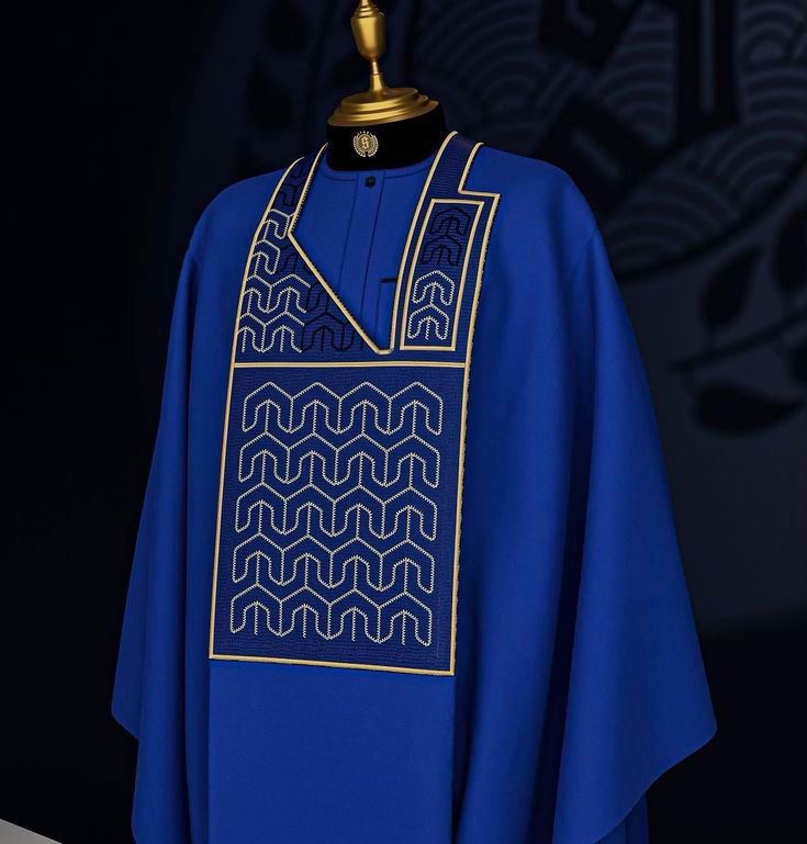 Boubou Homme Premium Bleu Royal Brodé – Élégance Korité | Syty All